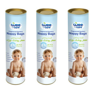 کیسه بهداشتی پوشک وی کر مدل Nappy Bags قوطی 3 بسته 24 عددی