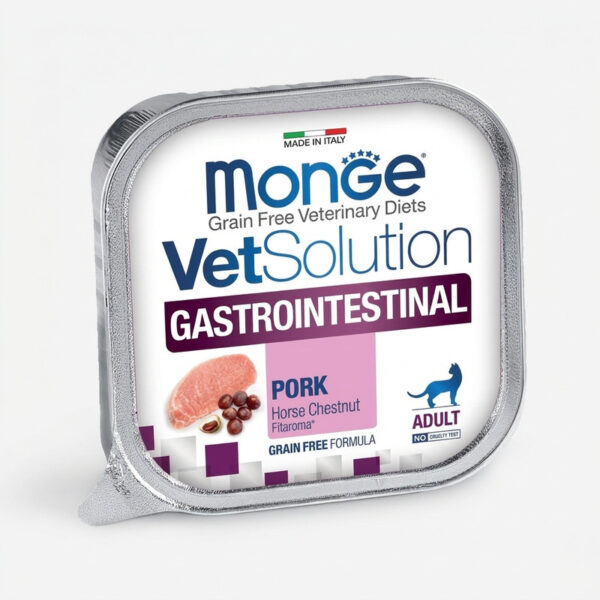 غذای کاسه‌ای گربه بالغ مونژه مدل Monge VetSolution Gastrointestinal Feline مناسب مشکلات گوارشی طعم گوشت خوک وزن 100 گرم - Image 1