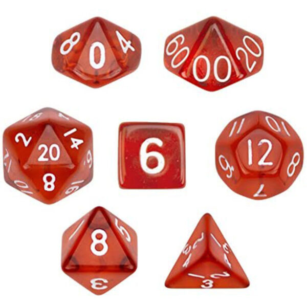 تاس بازی ویز دایس مدل Translucent Red مجموعه 7 عددی - Image 1