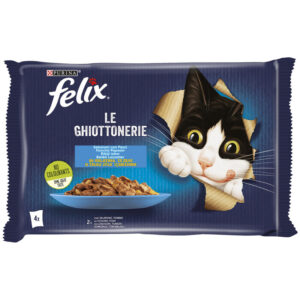 پوچ گربه فلیکس مدل The Delicacies طعم ماهی تن و سالامون وزن 85 گرم بسته 4 عددی