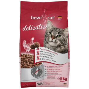 غذای خشک گربه بالغ بوی کت مدل Delicaties طعم مرغ و برنج وزن 5 کیلوگرم