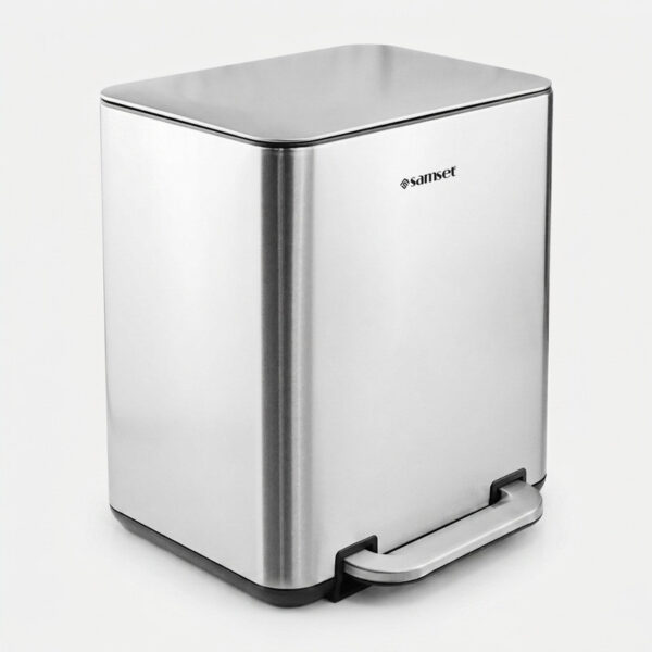 سطل زباله پدالی سام ست مدل چهارگوش استیل گنجایش 20 لیتر - Image 1