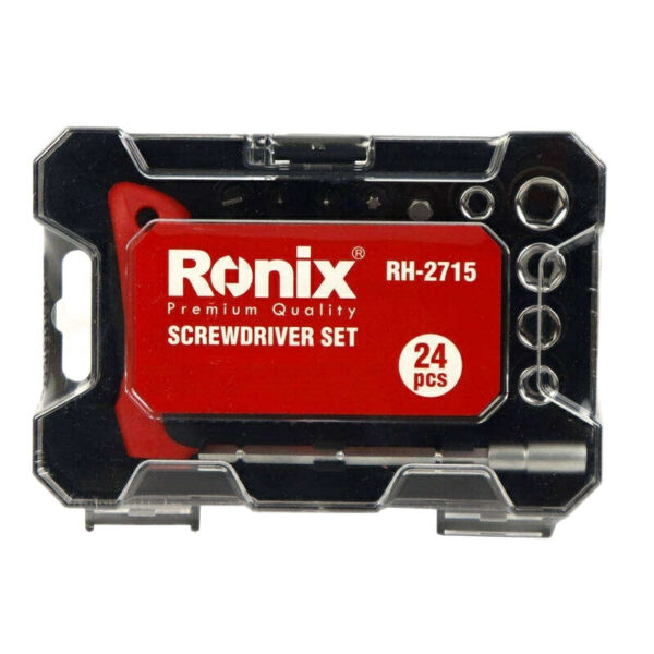 مجموعه 24 عددی پیچ گوشتی جغجغه ای و سری بکس رونیکس مدل RON-2715 - Image 1