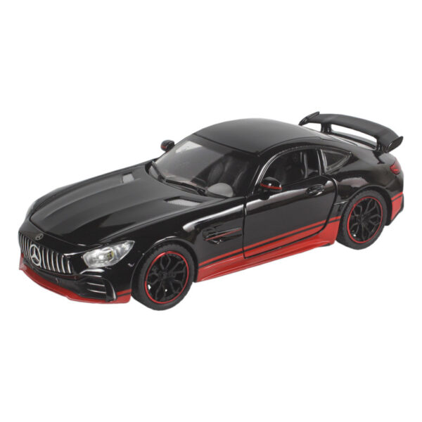 ماشین بازی فلزی ژی مدل مرسدس بنز AMG GTR دودزا با مقیاس 1:24، عقب‌کش، موزیکال، چراغ‌دار و درب‌های بازشو - Image 1