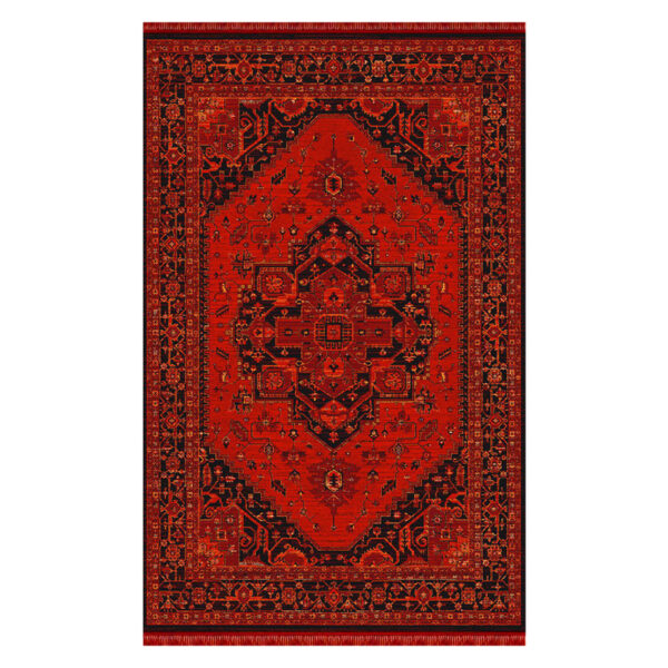 فرش ماشینی کرامتیان بلوچی کد 4111B زمینه لاکی - Image 1