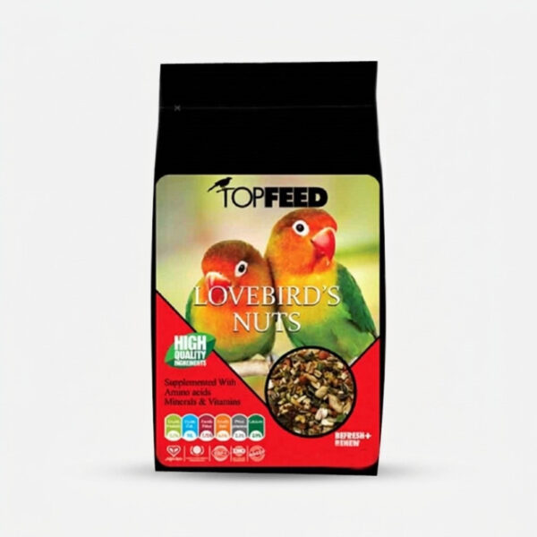 غذای طوطی برزیلی تاپ فید مدل lovebirds nuts وزن 750 گرم - Image 1