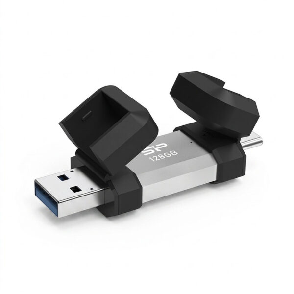 فلش مموری OTG سیلیکون پاور مدل C51 ظرفیت 128 گیگابایت با رابط USB3.2 Type-A و Type-C، مقاوم در برابر ضربه، شوک و گرد و غبار، مناسب تلفن همراه و لپ‌تاپ - Image 1