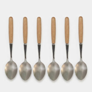 قاشق چای خوری طرح چوبی بسته 6 عددی