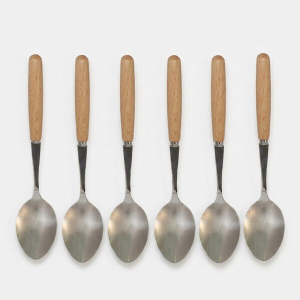 قاشق چای خوری طرح چوبی بسته 6 عددی - Image 1