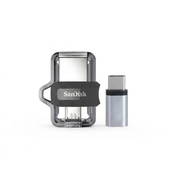فلش مموری سن دیسک مدل Ultra Dual Drive m3.0 ظرفیت 64 گیگابایت با دو رابط USB Type-A و USB Type-C، سرعت انتقال 130 مگابایت بر ثانیه، استاندارد USB 3.2 Gen1، مناسب انتقال سریع و ایمن فایل بین دستگاه‌های هوشمند - Image 1