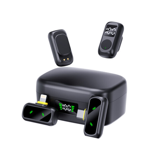 ست میکروفن بی سیم مدل QY88 با درگاه اتصال تایپ سی و لایتنینگ - Image 1