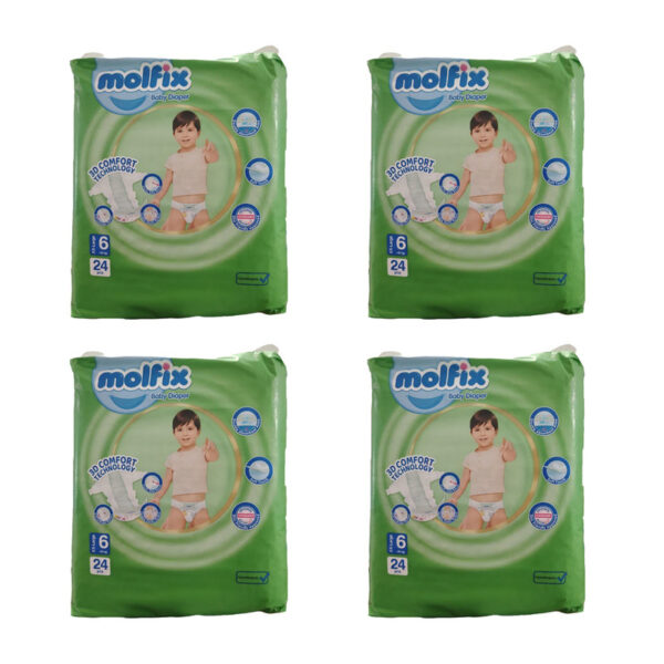 پوشک کودک مولفیکس مدل چسبی سایز 6 چهار بسته 24 عددی - Image 1