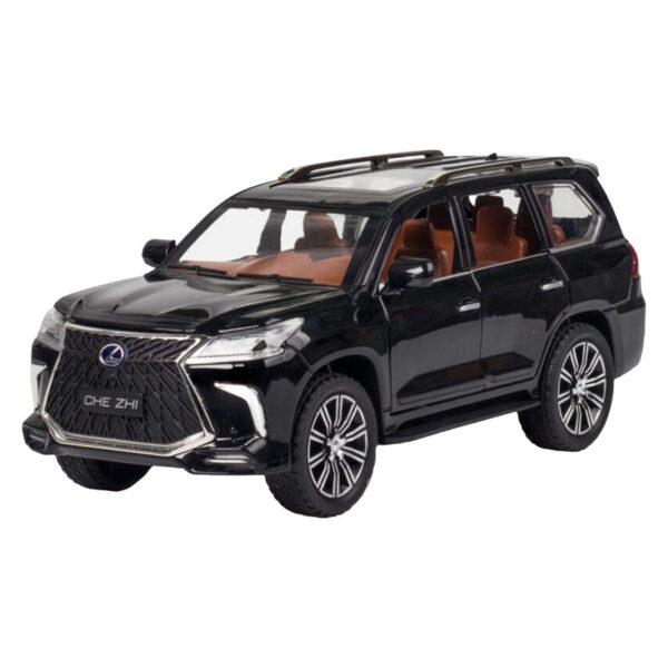 ماکت ماشین شاسی‌بلند لکسوس با مقیاس 1:24 چه ژی مدل LX570 بدنه آلیاژی، چرخ لاستیکی، درهای بازشو بغل، دارای صدا و نور عقب - Image 1