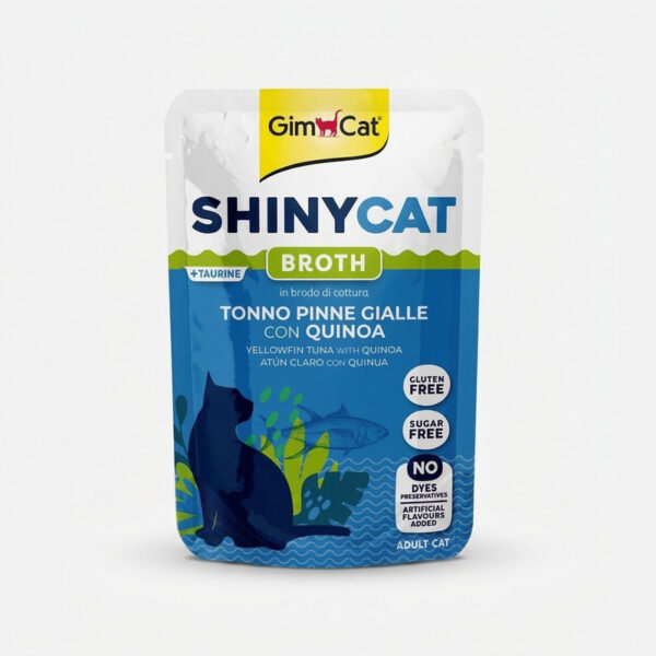 پوچ گربه بالغ جیم کت مدل ShinyCat Broth طعم ماهی تن و کینوآ وزن 70 گرم - Image 1