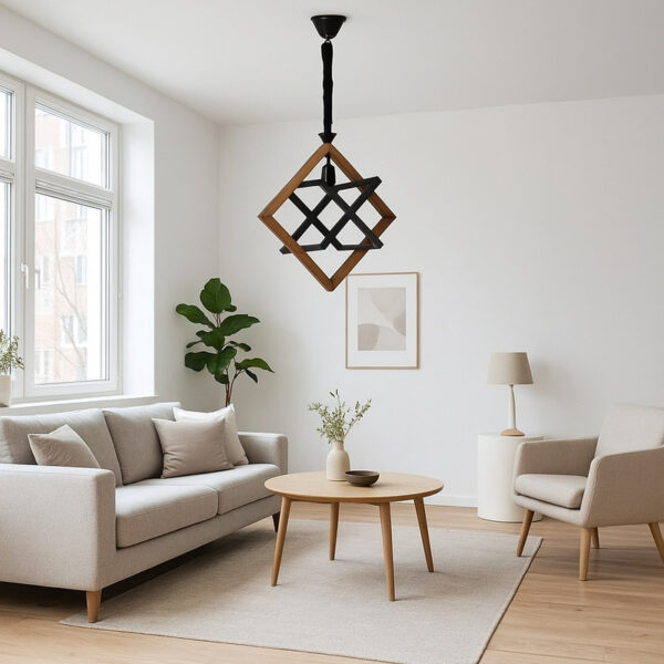 چراغ آویز شاهان تک مدل wood 4 - Image 1