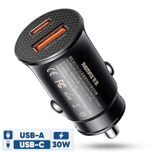 شارژر فندکی 30 وات دو پورت ریمکس مدل RCC440 - Image 1