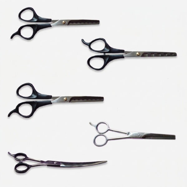 ست قیچی اصلاح موی حیوانات مدل CD-900 بسته 5 عددی - Image 1