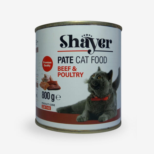 کنسرو غذای گربه شایر مدل BEEF & POULTRY وزن 800 گرم - Image 1