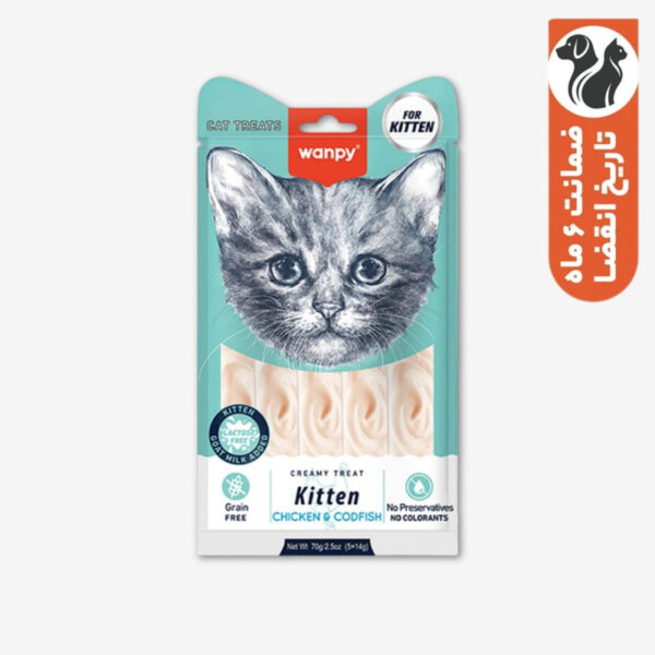 بستنی گربه ونپی مدل Creamy Treat Kitten طعم مرغ و ماهی کاد بسته 5 عددی - Image 1