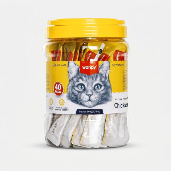بستنی گربه ونپی مدل Creamy Treat Pack طعم مرغ وزن 14 گرم بسته 40 عددی - Image 1