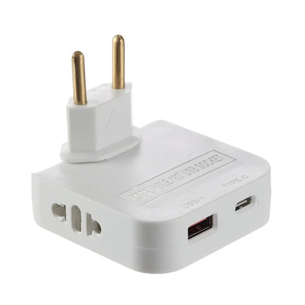 چندراهی برق مدل تاشو 4in1 W USB & type c - Image 1