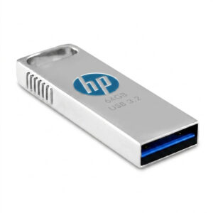 فلش مموری 64 گیگابایت اچ‌پی مدل X306W با رابط USB سه‌نقطه‌دو، سرعت خواندن 120 مگابایت بر ثانیه و بدنه استیل