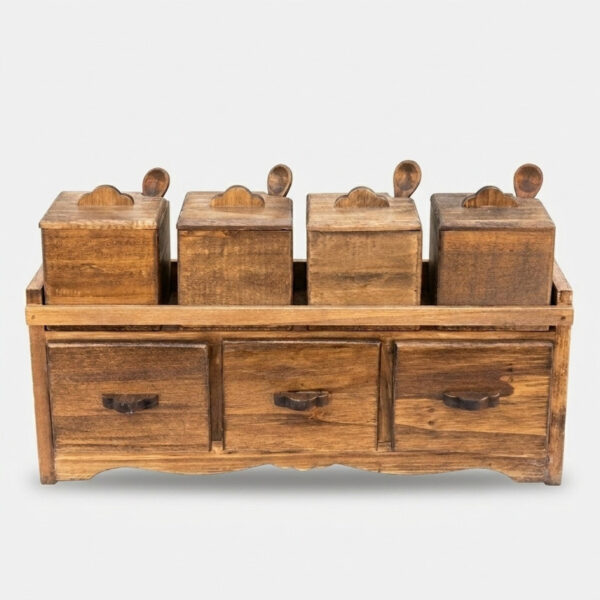 ست جا ادویه 7 پارچه مدل تمام چوب 1 - Image 1