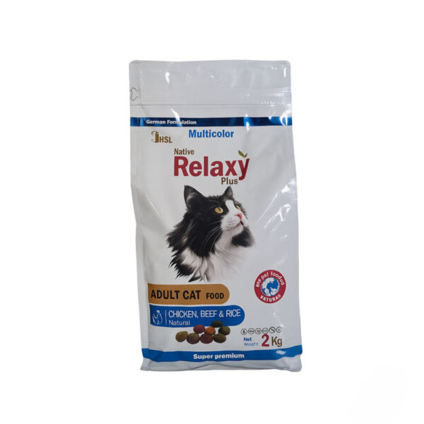 غذا خشک گربه بالغ ریلکسی مدل مولتی کالر طعم مرغ و برنج و گوشت وزن 2 کیلوگرم - Image 1