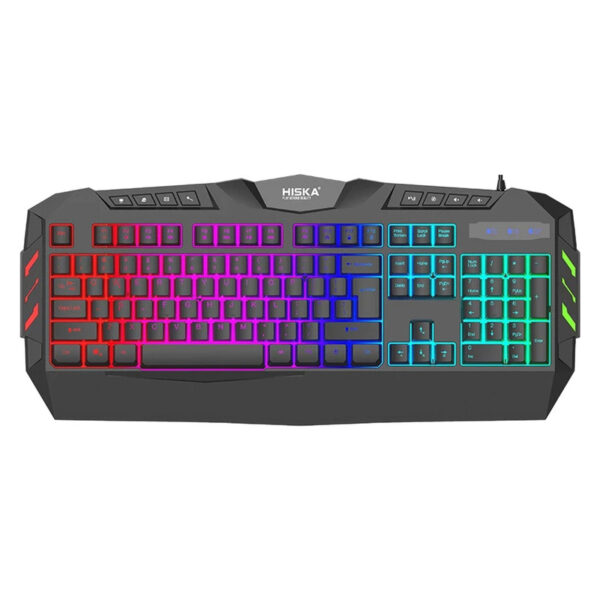 کیبورد گیمینگ هیسکا مدل HX-KEG400 RGB، سوییچ ممبران، Full-Size نورپردازی RGB - Image 1