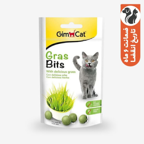 تشویقی گربه جیم کت مدل قرصی با طعم علف گربه GimCat Grasbits وزن 50 گرم - Image 1