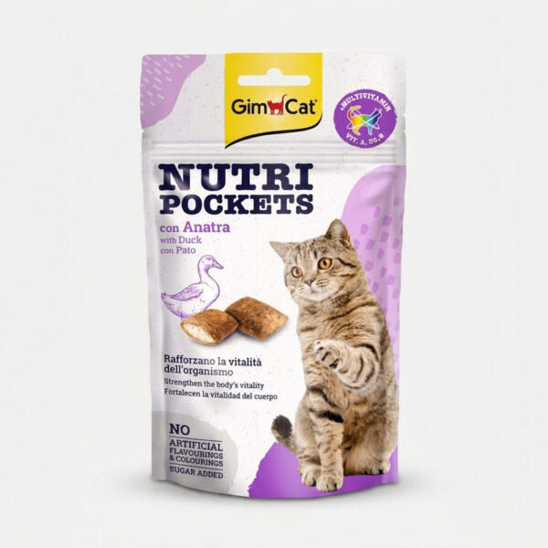 تشویقی گربه جیم کت مدل Nutri Pockets با طعم اردک وزن 60 گرم - Image 1