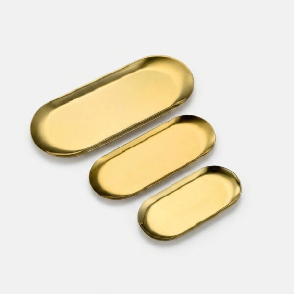 سینی سرو استیل مجموعه سه عددی شامل سایز کوچک 18x8، متوسط 23x9 و بزرگ 26x11 سانتی‌متر - Image 1