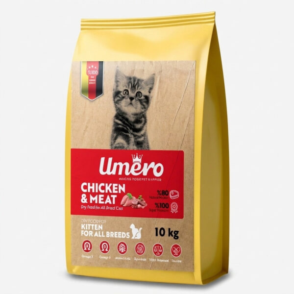 غذا خشک گربه نابالغ اومرو مدل 03 طعم گوشت و مرغ وزن 10 کیلوگرم - Image 1