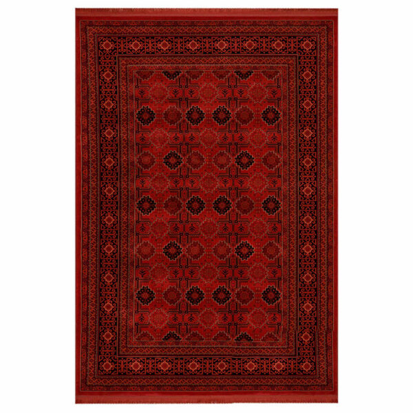 فرش ماشینی بزرگمهر طرح بلوچی کد78001 زمینه لاکی - Image 1