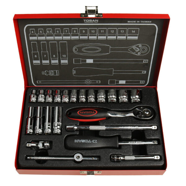 مجموعه 22 عددی آچار بکس توسن مدل T1254-22M - Image 1