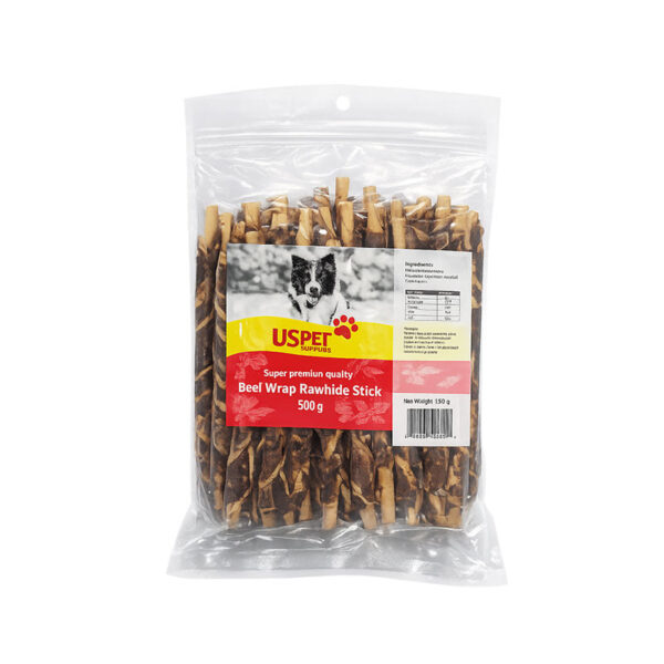 تشویقی سگ یو اس پت مدل Beef Wrap Rawhide با طعم گوشت گاو وزن 500 گرم - Image 1