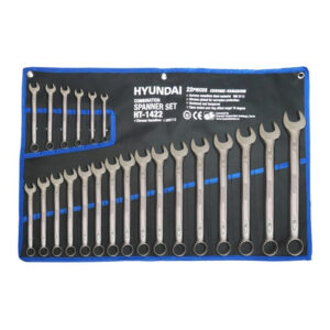 آچار یک سر تخت و یک سر رینگی هیوندای مدل HT-1422 مجموعه 22 عددی