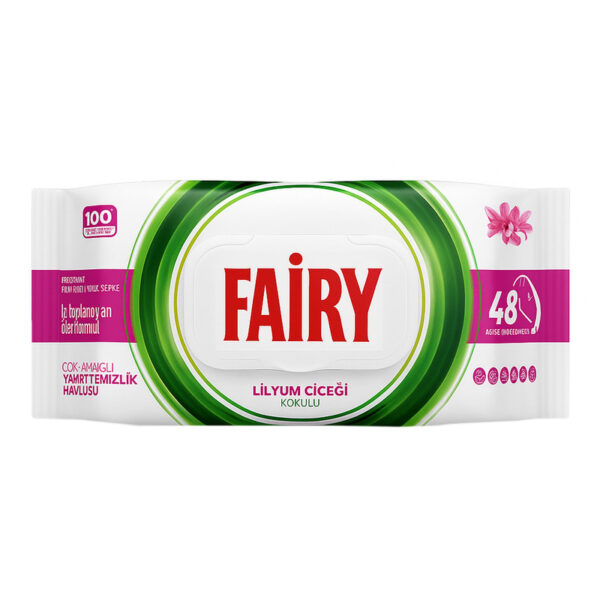 دستمال مرطوب فیری مدل Lilyum بسته 100 عددی - Image 1