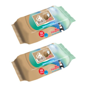 دستمال مرطوب حیوانات خانگی مستر پنگوئن مدل Coconut وزن 300 گرم بسته 2 عددی