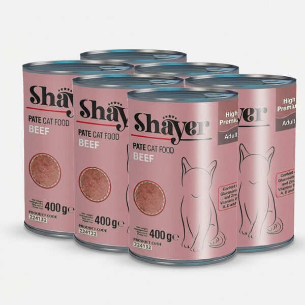 کنسرو غذای گربه شایر مدل گوشت کد sh312 وزن 400 گرم بسته 6 عددی - Image 1