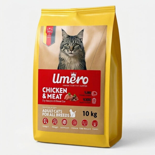 غذا خشک گربه بالغ اومرو مدل سوپر پریمیوم با طعم مرغ و گوشت وزن 10 کیلوگرم - Image 1