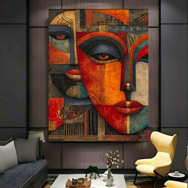تابلو بوم طرح مخمل نقاشی پرتره مدل کوبیسم کد BK24764 - Image 1