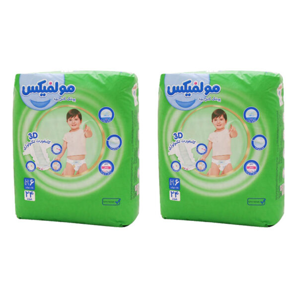 پوشک بچه مولفیکس مدل ۰۰۶ سایز ۶ دو بسته ۲۴ عددی - Image 1