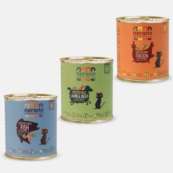 کنسرو گربه نرانو مدل پته طعم ماهی و گوشت و مرغ وزن 800 گرم بسته 3 عددی - Image 1