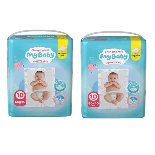 زیرانداز تعویض نوزاد مای بیبی مدل Cottony Care دو بسته 10 عددی - Image 1