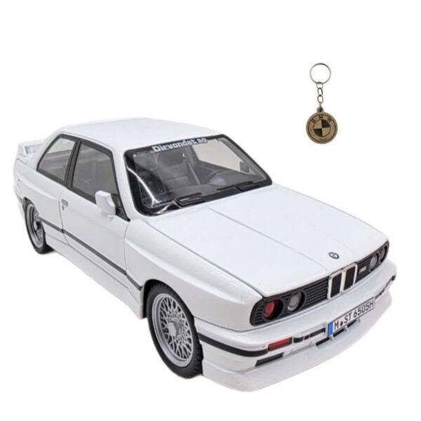 ماکت ماشین ناب سل مدل BMW M3 E30 فلزی، چراغ‌دار و موزیکال با در، کاپوت و صندوق بازشو به‌همراه جاسوییچی - Image 1