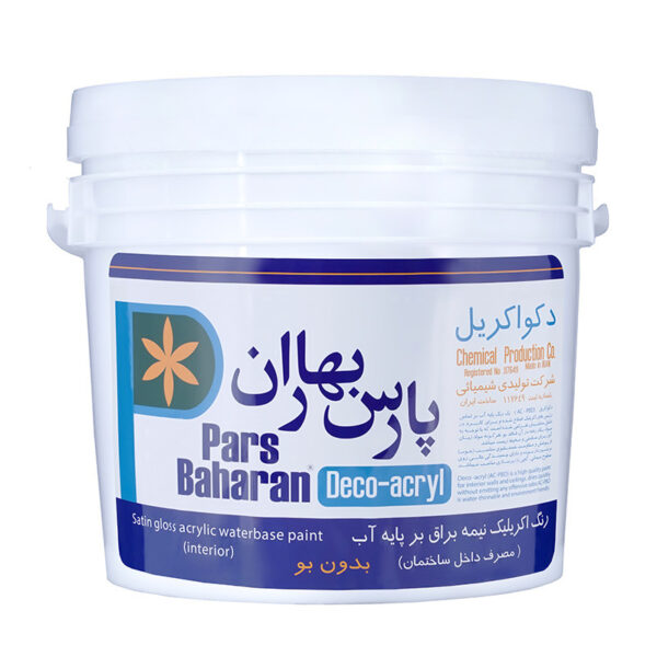 رنگ اکریلیک سفید نیمه براق پارس بهاران کد ۹۱۱ وزن ۳.۵کیلو گرم - Image 1
