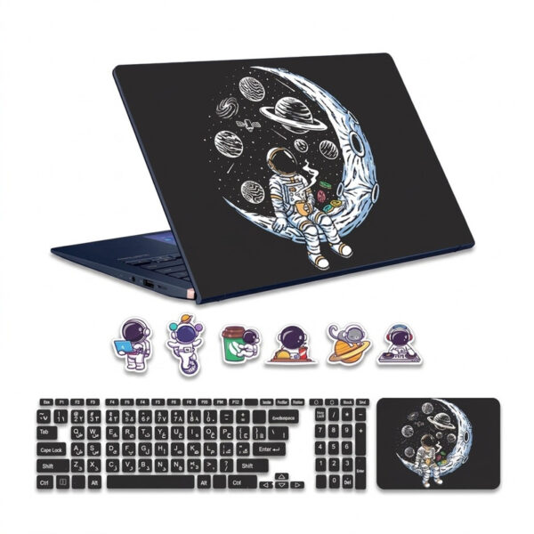 استیکر لپ تاپ توییجین و موییجین طرح Astronaut کد 08 مناسب برای لپ تاپ 15.6 اینچ به همراه برچسب حروف فارسی کیبورد - Image 1