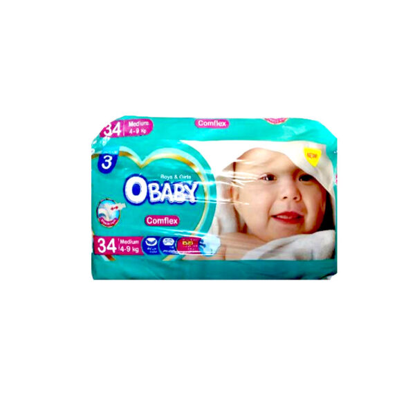 پوشک بچه او بیبی مدل COMFLEX سایز 3 مدیوم بسته 34 عددی - Image 1