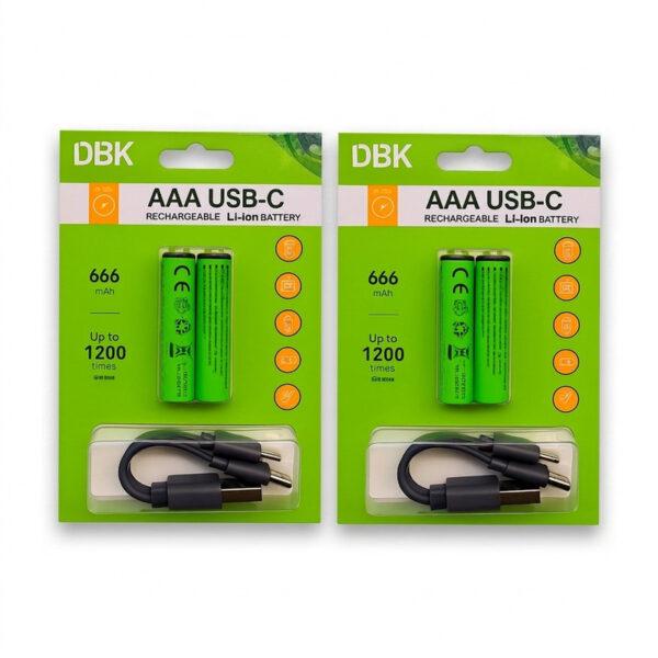باتری نیم قلمی قابل شارژ دی بی کی مدل USB-C LI-ION بسته 4 عددی - Image 1